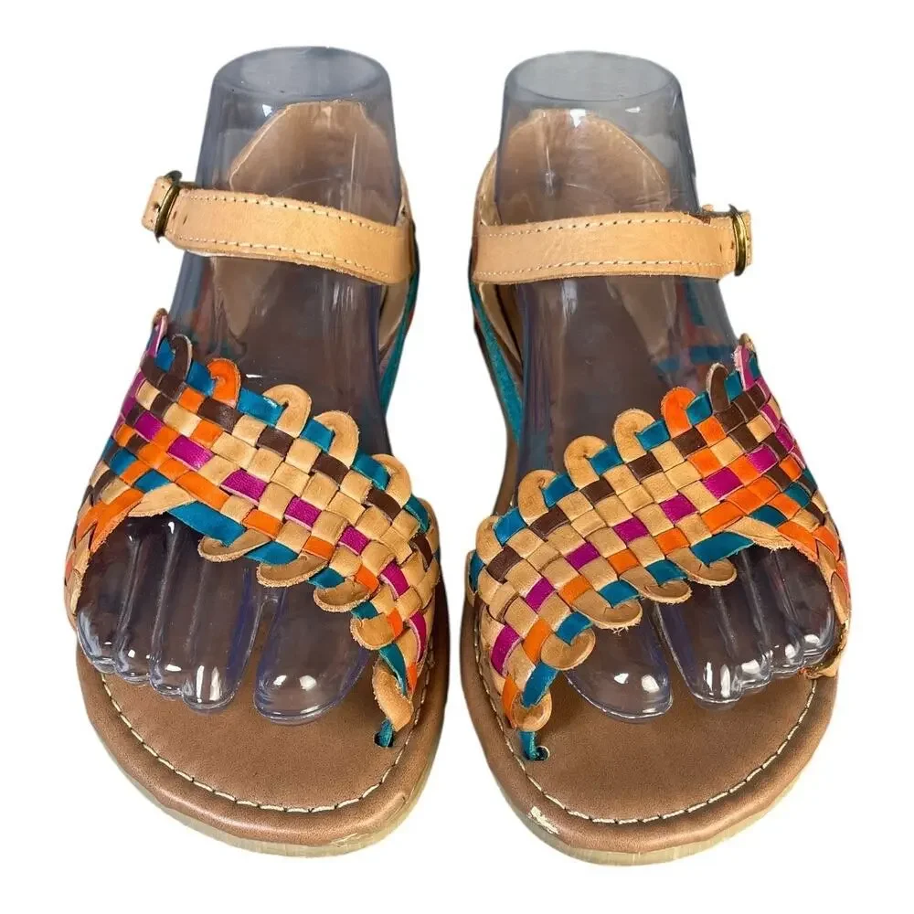 Artesanias Camila Women’s Colorful Hand Woven Leather Huarache Sandals Size-7